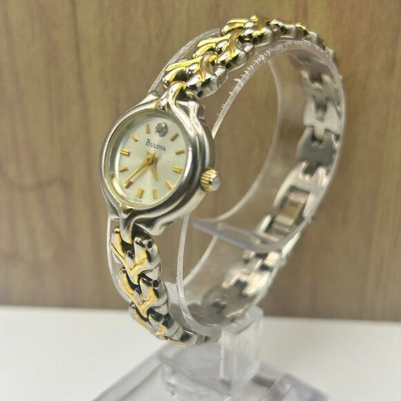 Bulova Women's Dress Watch Quartz Small Two Tone Metal - Picture 5 of 8